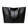 SOFT LEATHER HIGH CAPACITY BLACK TOTE BAG