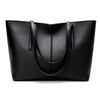 SOFT LEATHER HIGH CAPACITY BLACK TOTE BAG