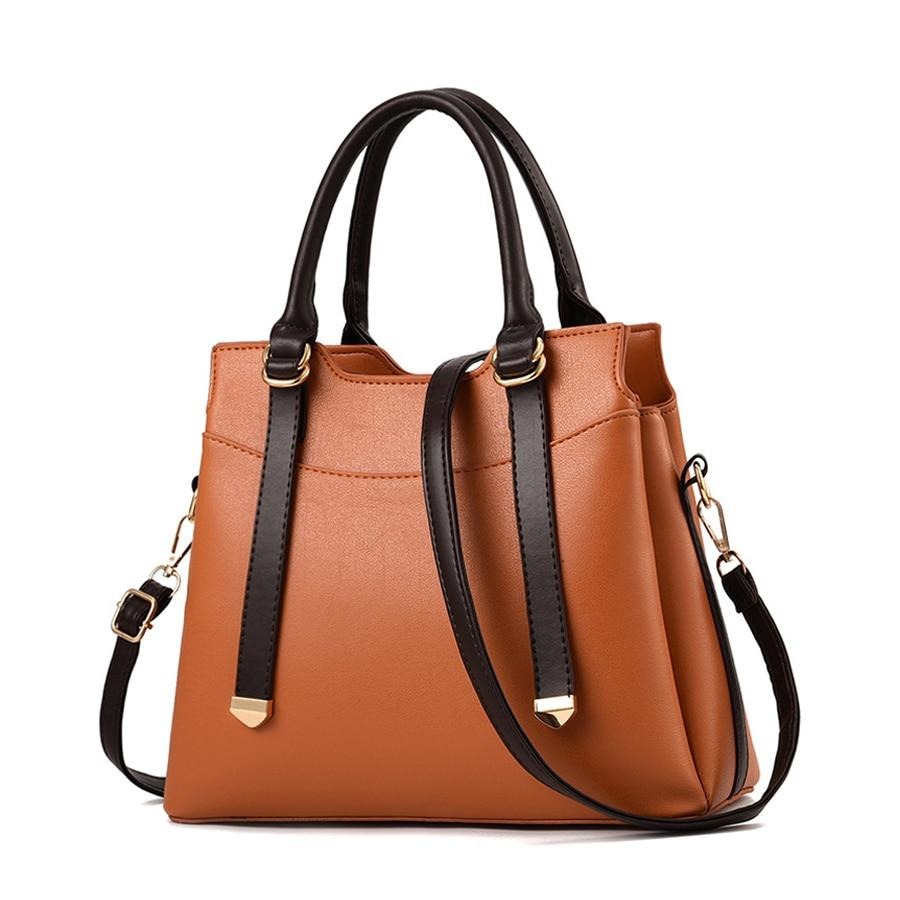 SOLID BROWN DARKER HANGER DETAILED HANDBAG