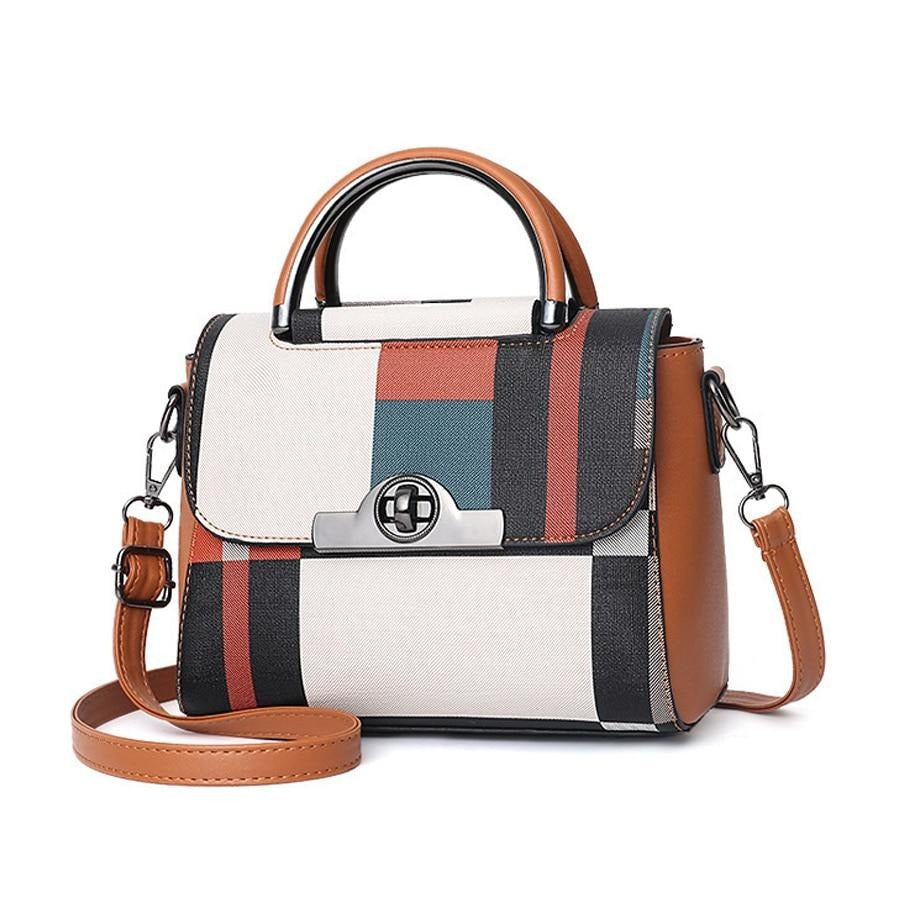 LEISURE COLORFUL PATCHWORK PATTERNED HANDBAG