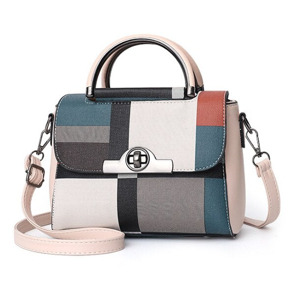 LEISURE COLORFUL PATCHWORK PATTERNED HANDBAG