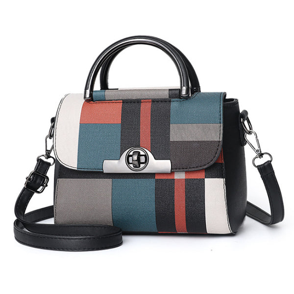 LEISURE COLORFUL PATCHWORK PATTERNED HANDBAG