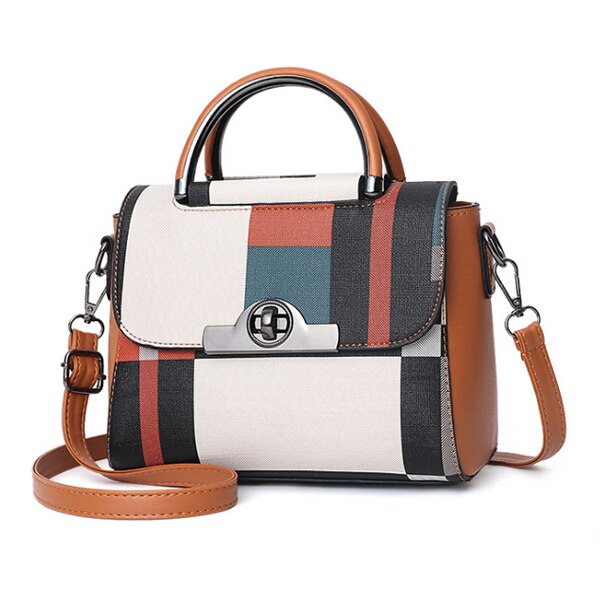 LEISURE COLORFUL PATCHWORK PATTERNED HANDBAG