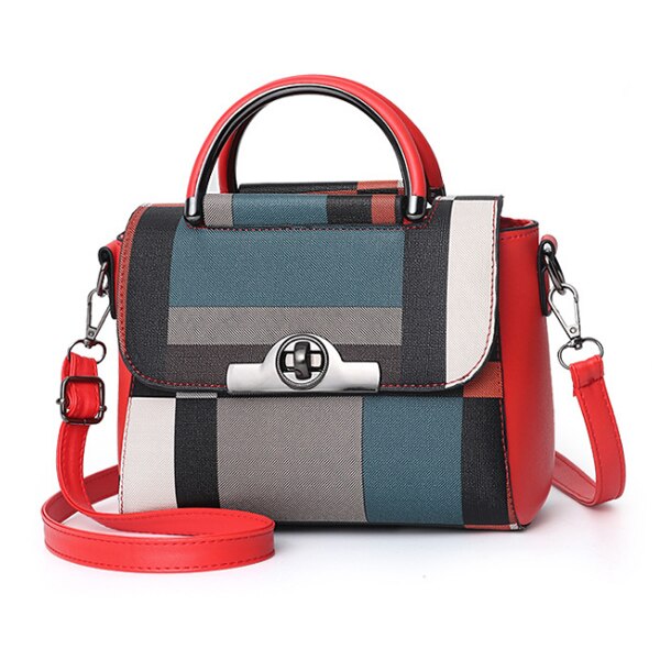 LEISURE COLORFUL PATCHWORK PATTERNED HANDBAG