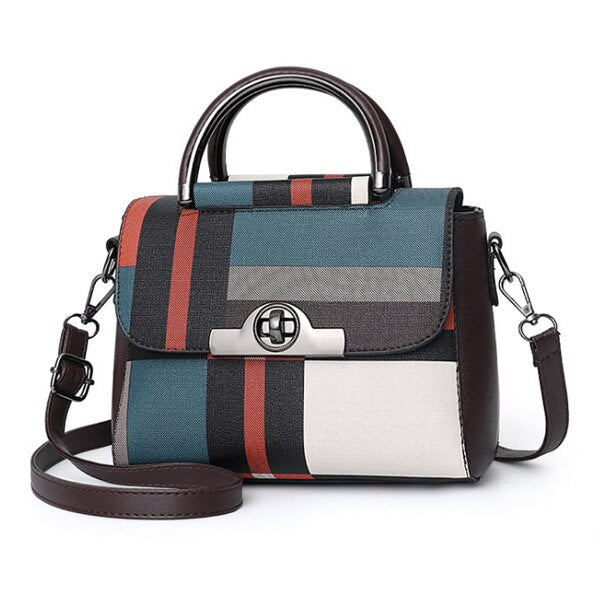 LEISURE COLORFUL PATCHWORK PATTERNED HANDBAG