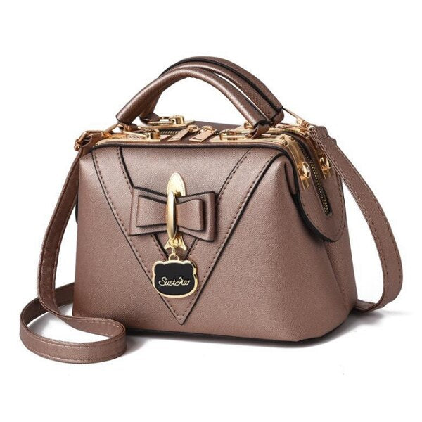 DOUBLE ZIPPER DETAILED HANDBAG