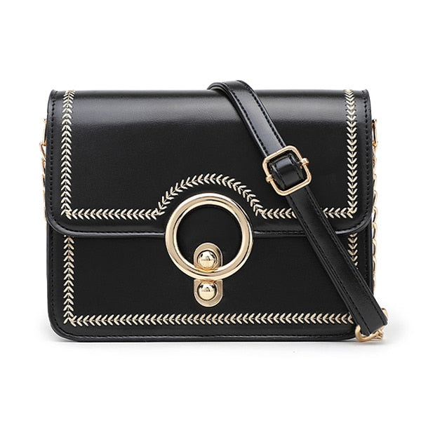 GOLD ROUND BUTTON DETAILED SHOULDER BAG