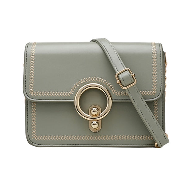 GOLD ROUND BUTTON DETAILED SHOULDER BAG