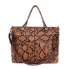 BROWN SNAKE SKIN PATTERNED HANDBAG