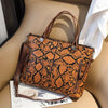 BROWN SNAKE SKIN PATTERNED HANDBAG