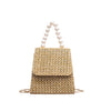 WHITE STROW PEARL STRAP DETAILED HANDBAG