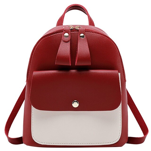 WHITE POCKET DETAILED RED BACKPACK