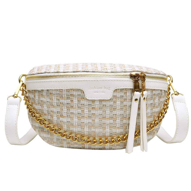 KNITTED WHITE MESSENGER BAG