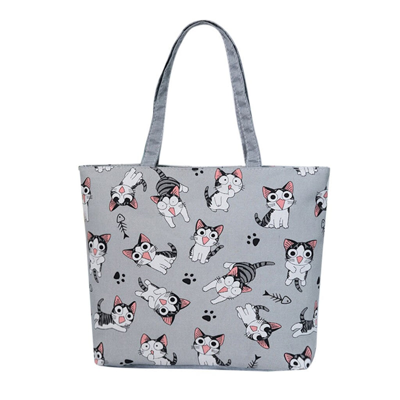 CUTE CAT PRINTED CANVAS BAG