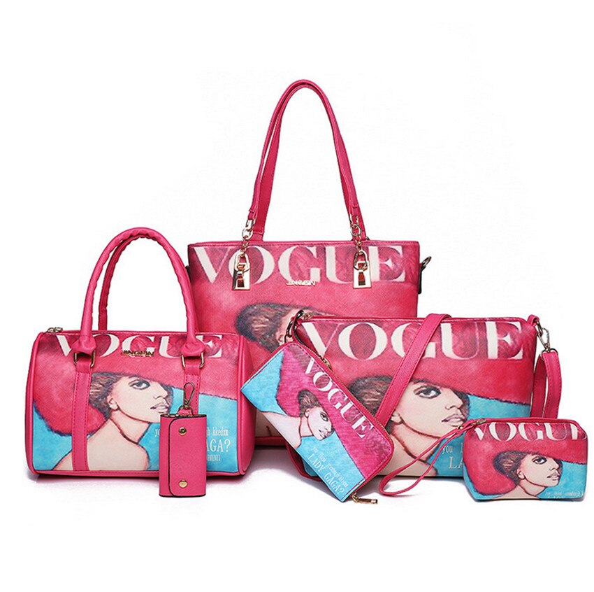 5PCS VOUGE AND LADY GAGA PRINTED BAG SET