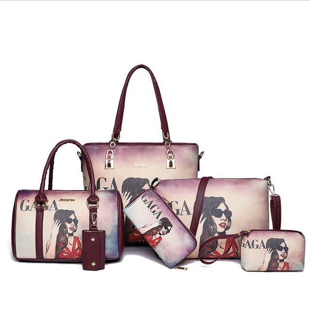 5PCS VOUGE AND LADY GAGA PRINTED BAG SET