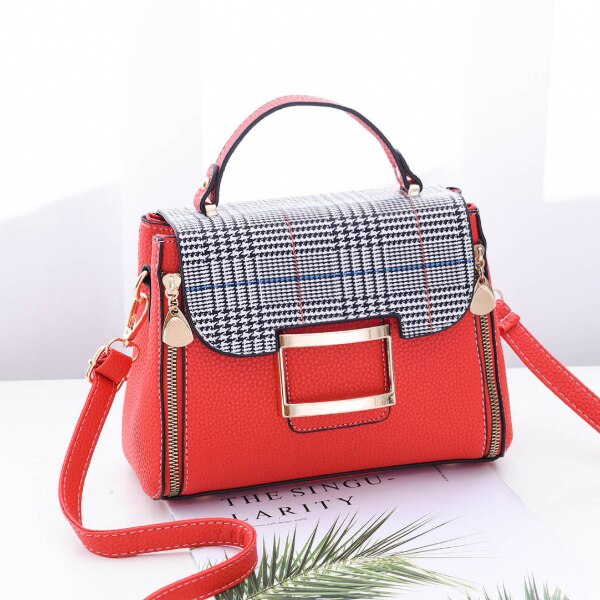 PLAID FLAP DETAILED GREY SHOULDER BAG