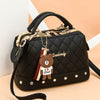 SHINSTONE DETAILED SQUARE BLACK HANDBAG/SHOULDER BAG