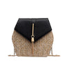 GREEN FLAP DETAILED STRAW SHOULDER BAG