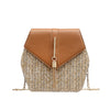 GREEN FLAP DETAILED STRAW SHOULDER BAG