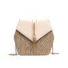 GREEN FLAP DETAILED STRAW SHOULDER BAG