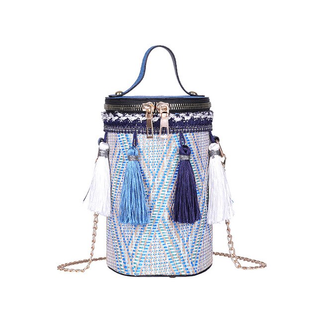 CYLINDER TASSEL DETAILED CROSSBODY BAG