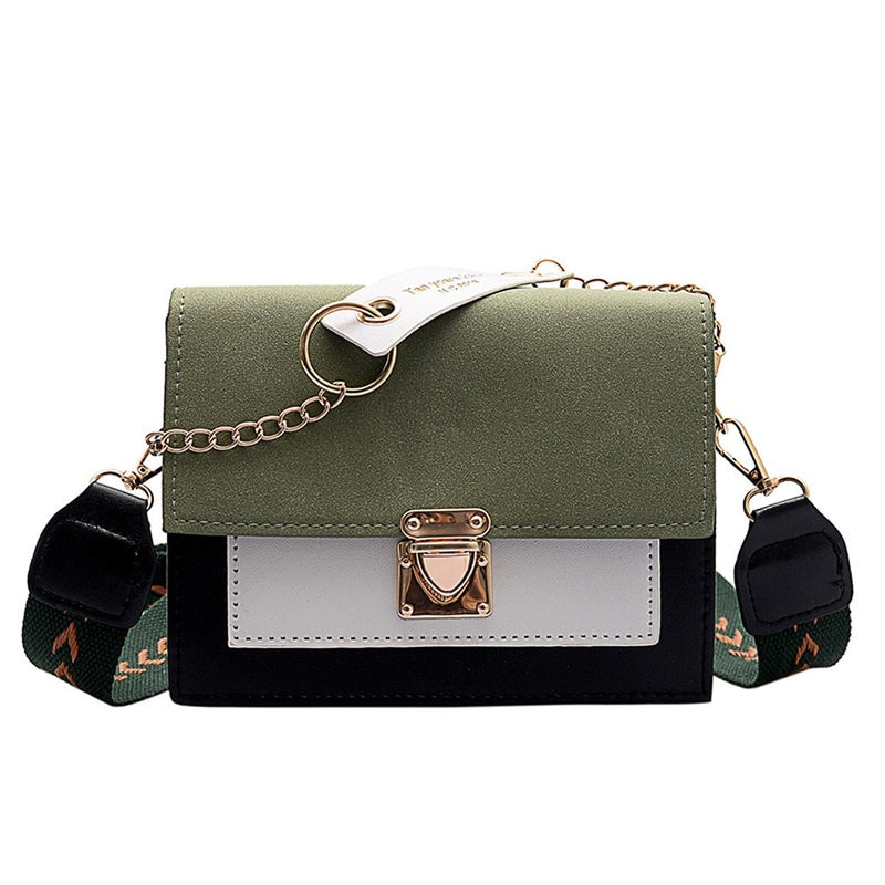 GREEN PU LEATHER SHOULDER BAG