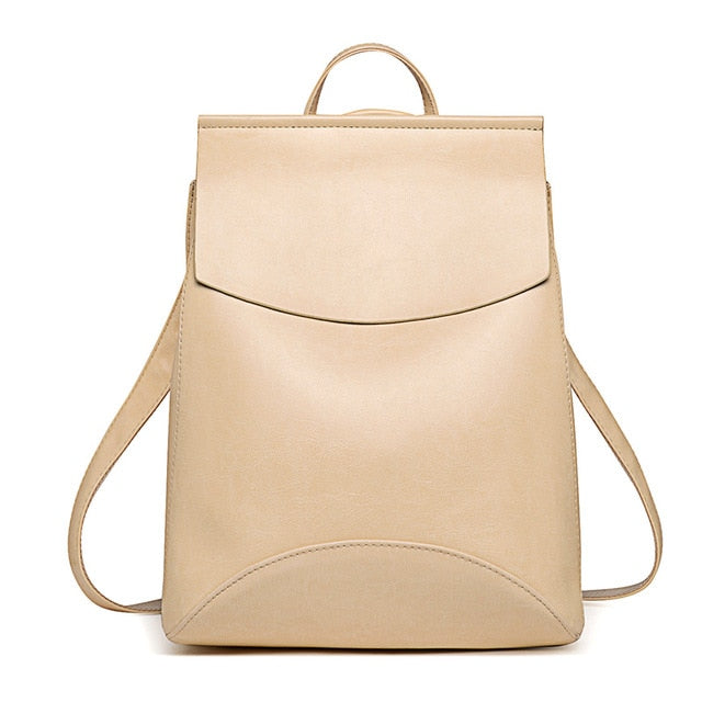 BASIC SOLID PU LEATHER BACKPACK