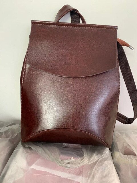 BASIC SOLID PU LEATHER BACKPACK