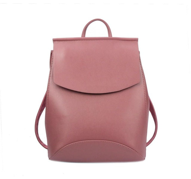 BASIC SOLID PU LEATHER BACKPACK