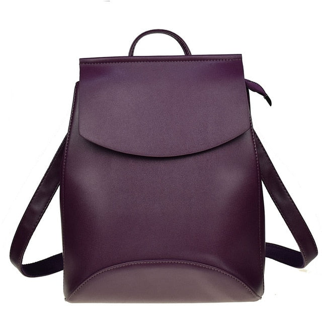 BASIC SOLID PU LEATHER BACKPACK