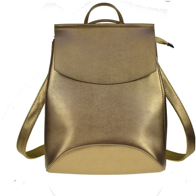 BASIC SOLID PU LEATHER BACKPACK