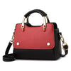 BLACK PATCHWORK DETAILED RED HANDBAG