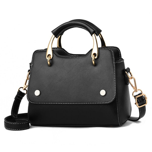 BLACK PATCHWORK DETAILED RED HANDBAG