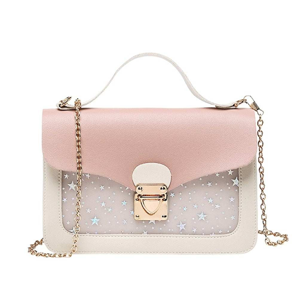 PINK AND WHITE MINI SUARE SHOULDER BAG