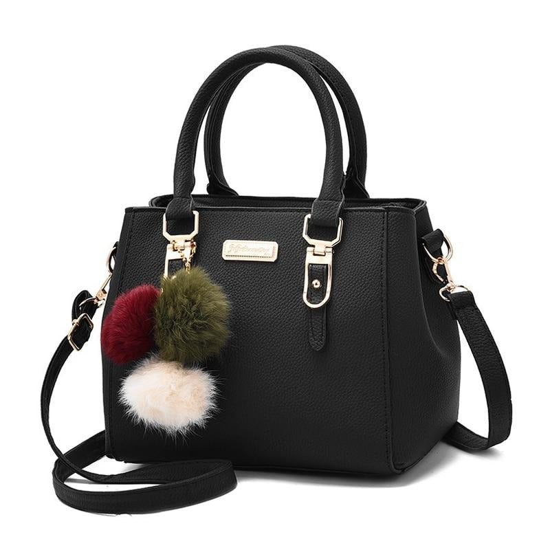 FLUFFY TASSEL DETAILED HIGH CAPACITY HANDBAG