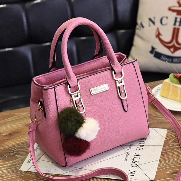 FLUFFY TASSEL DETAILED HIGH CAPACITY HANDBAG