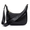 BASIC BLACK CORCODILE PATTERNED HANDBAG