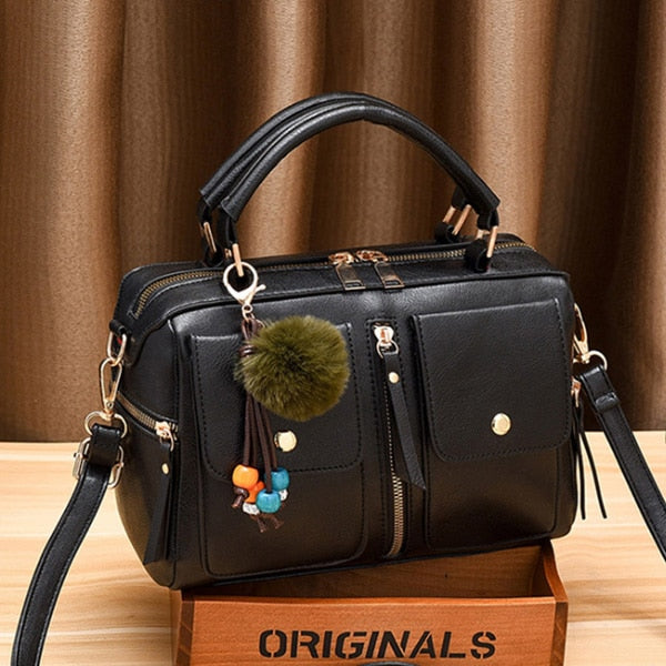 TWO POCKET DETAILED HANDBAG