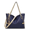 GOLD DETAILED NAVY BIG CAPACITY SHOULDER BAG