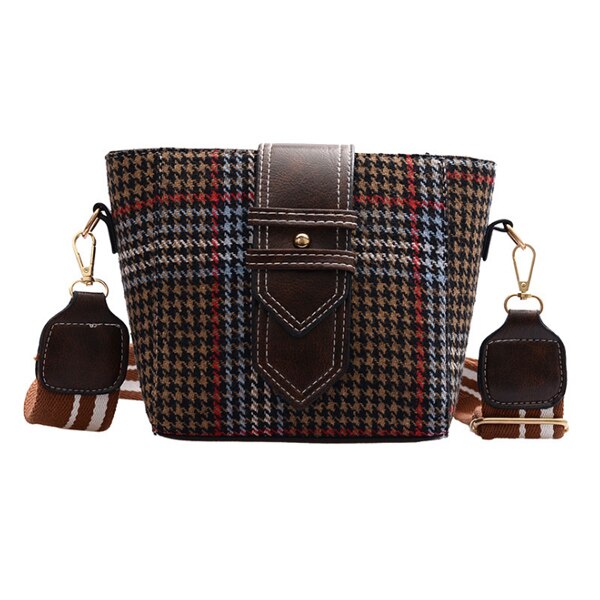 MULTICOLOR PLAID PATTERINED SHOULDER BAG