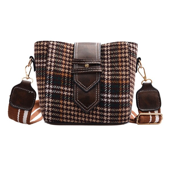 MULTICOLOR PLAID PATTERINED SHOULDER BAG