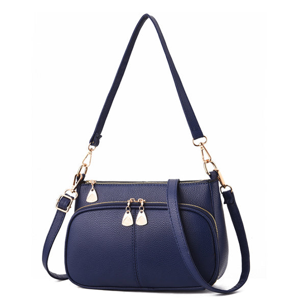 NAVY FRONT POCKET DETAILED SHOULDER BAG