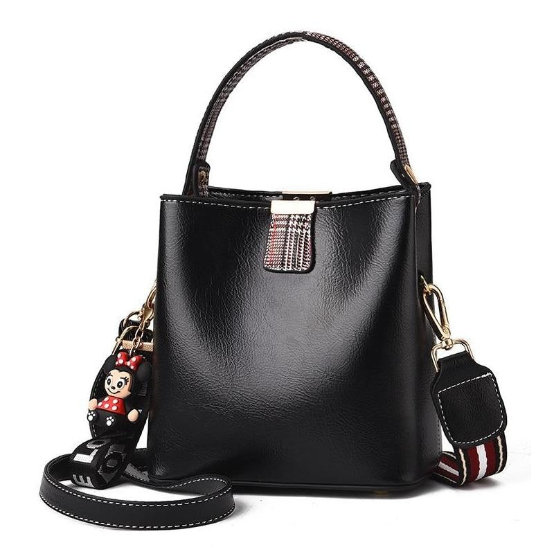 BLACK SOFT PU LEATHER  SHOULDER BAG