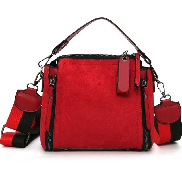 RED AND BLACK VELVET CROSSBODY BAG