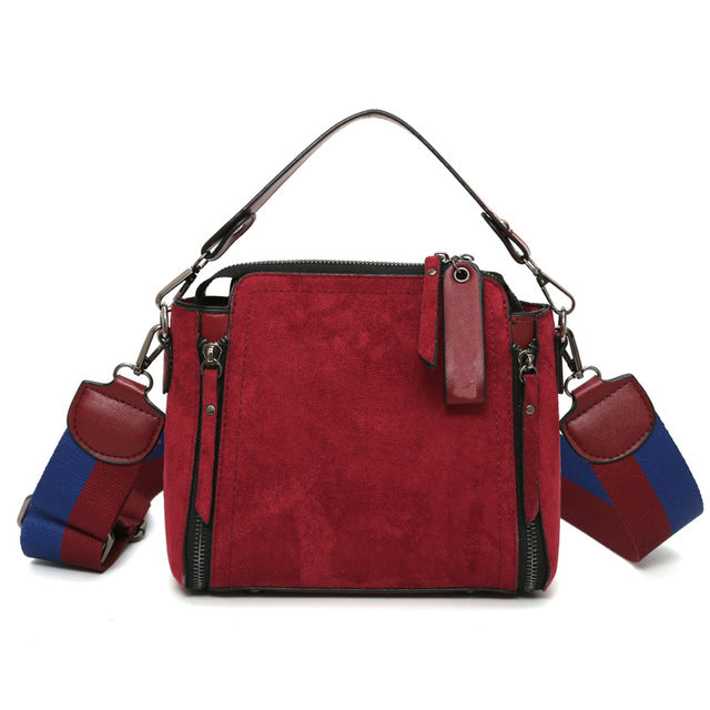 RED AND BLACK VELVET CROSSBODY BAG