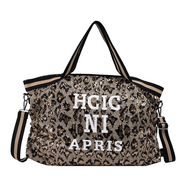 PRINTED BLACK HIGH-CAPACITY HANDBAG