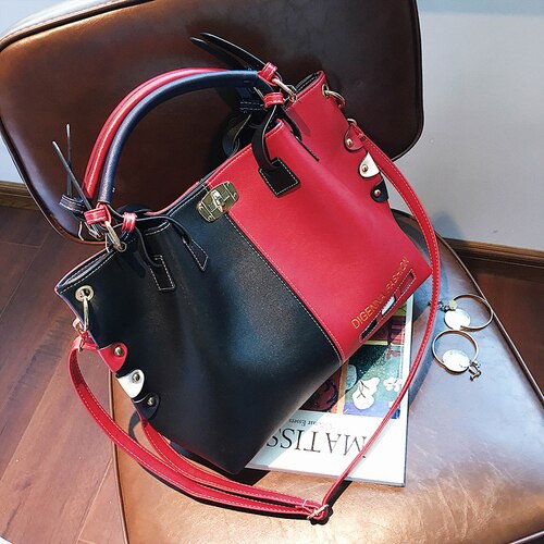 CONTRAST COLOR PATCHWORK HANDBAG