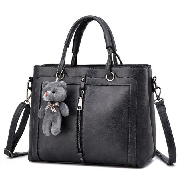 PINK TEDDY BEAR DETAILED HANDBAG