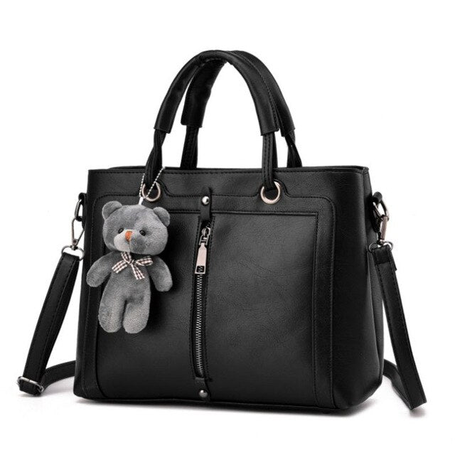 PINK TEDDY BEAR DETAILED HANDBAG